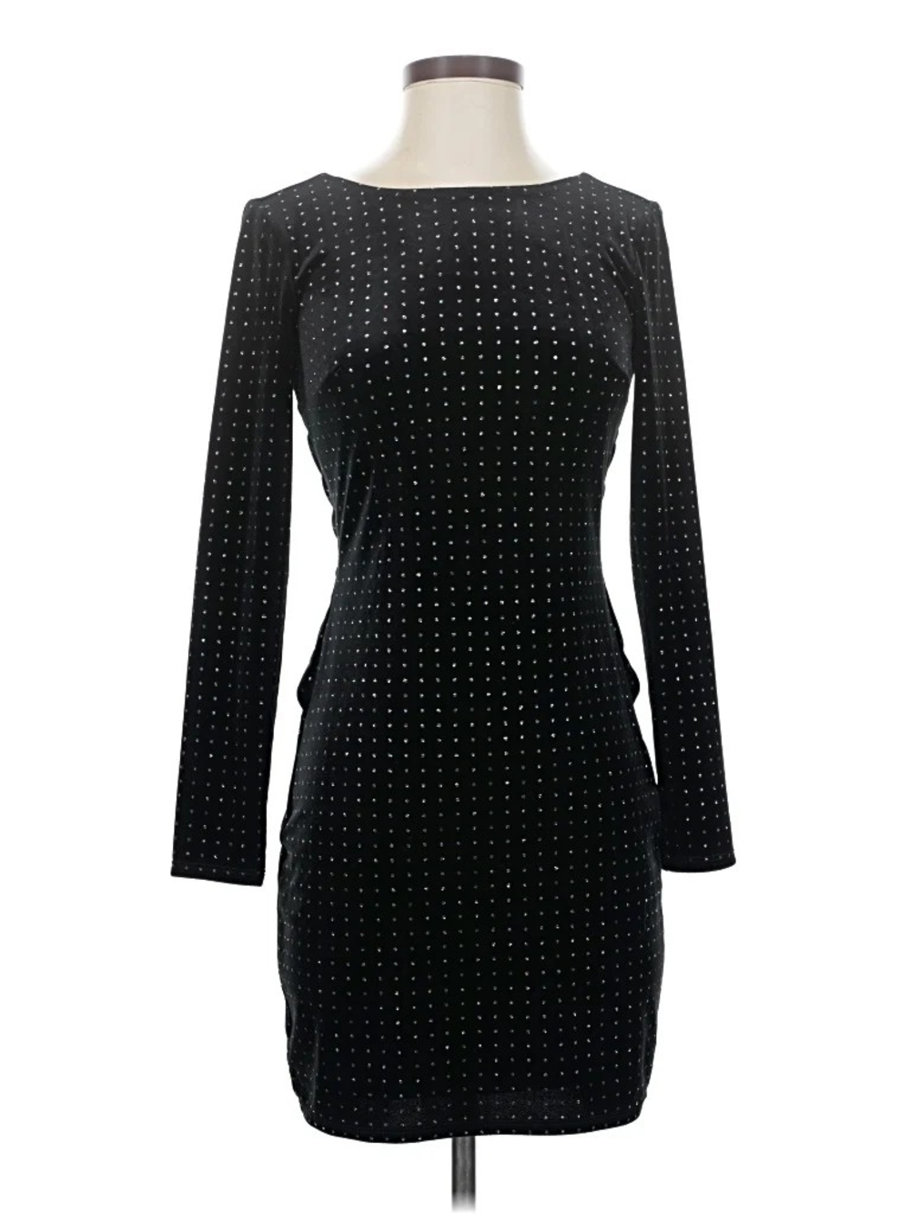 Express Black Studded Long-Sleeve Velvet Dress Cocktail Dress
